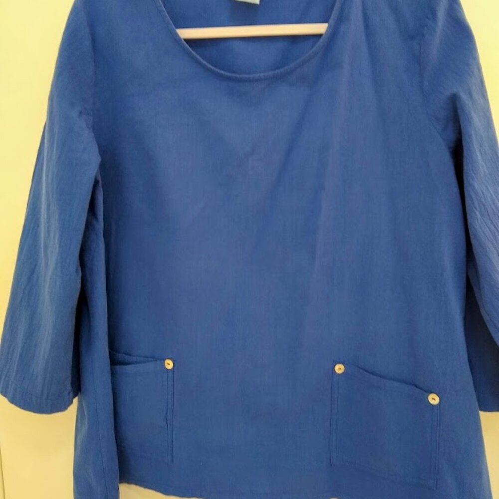 Hot Cotton  L  100% cotton top   royal blue